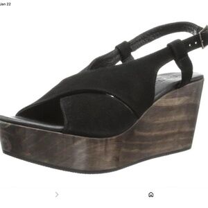 Cordani Josie Black Suede Platform Wedge Sandals